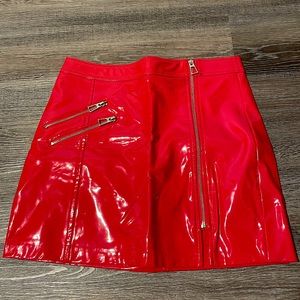 Red Leather Mini Skirt
